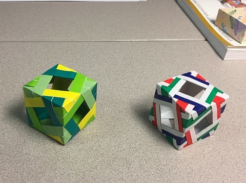 Two origami decoration box cubes